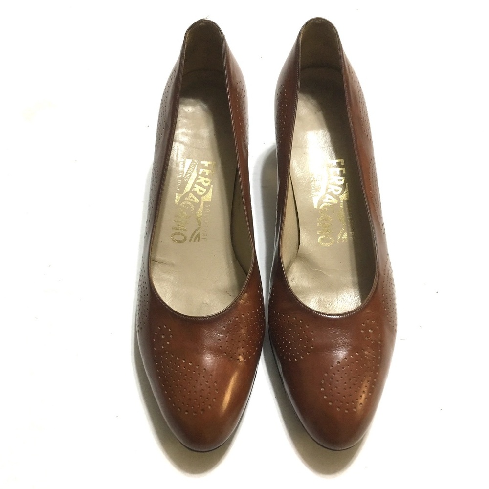 Salvatore Ferragamo Womens Brown Leather Pumps 9B